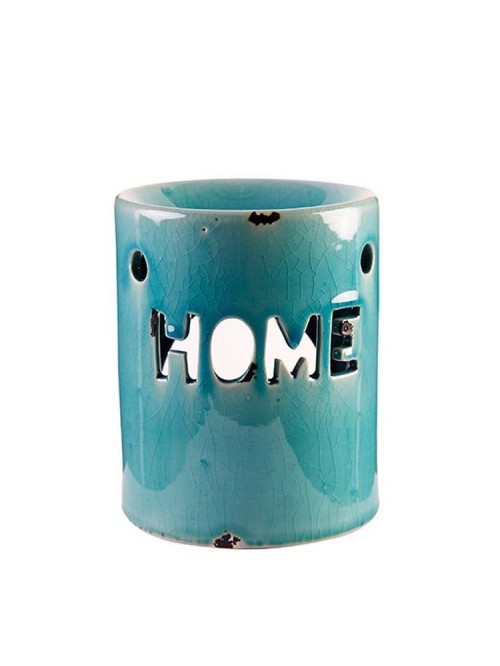 Porcelain Burner, "Home" Without Black Text Blue